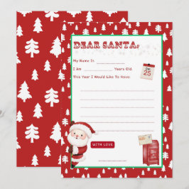 Convite Carta ao Papai Noel Peek a Boo Lista de Desejos