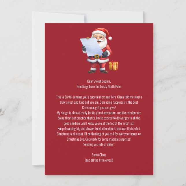 Convite Carta da Mesa do Papai Noel (Frente)
