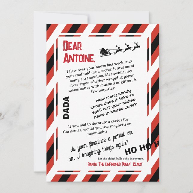 Convite Carta DADA de Papai Noel O Trenó que Esqueceu (Frente)