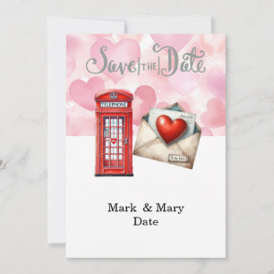 Convite Carta de Amor com Tema de Londres para Amante