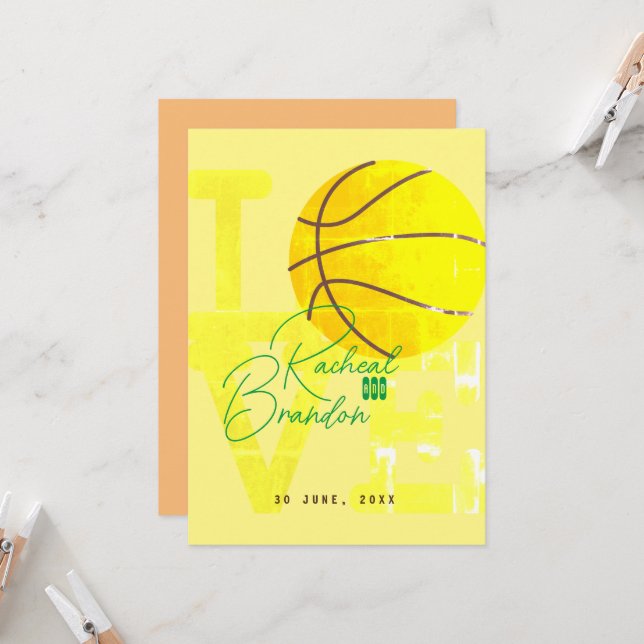 Convite carta de amor de basquete, amante de basquete (Frente/Verso In Situ)