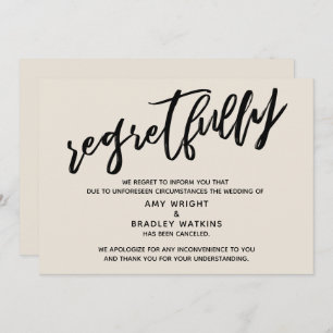 Convite Carta de Arrasto de Creme Cancelada de Casamento