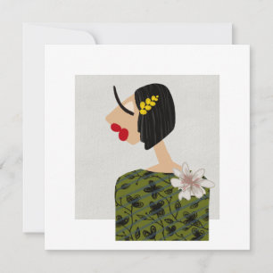Convite Carta de Arte de Ilustração de Moda Glam Trendy Gi