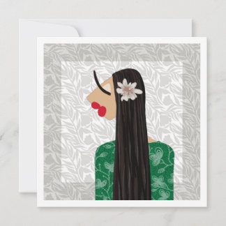 Convite Carta de Arte de Ilustração de Moda Trendy Girl 1b