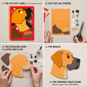 Convite Carta de artesanato em papel DIY Great Dane em sua