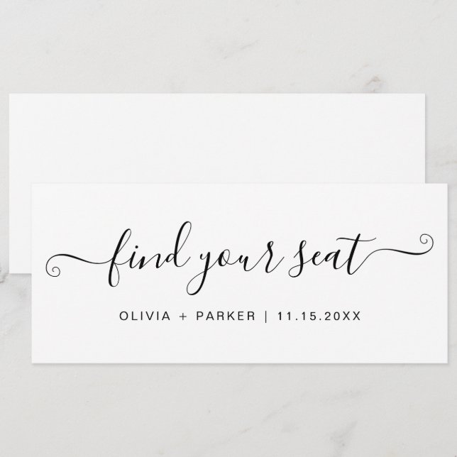Convite Carta de Assento de Casamento Encontre Seu Assento (Frente/Verso)