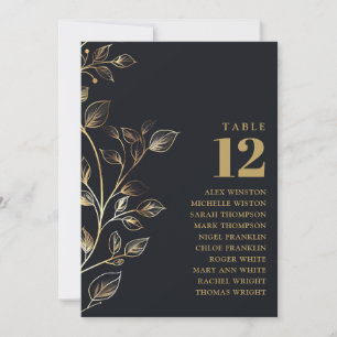 Convite Carta de Assentos com Número da Mesa Floral Dourad