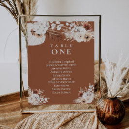 Convite Carta de assentos de casamento floral Boho em terr