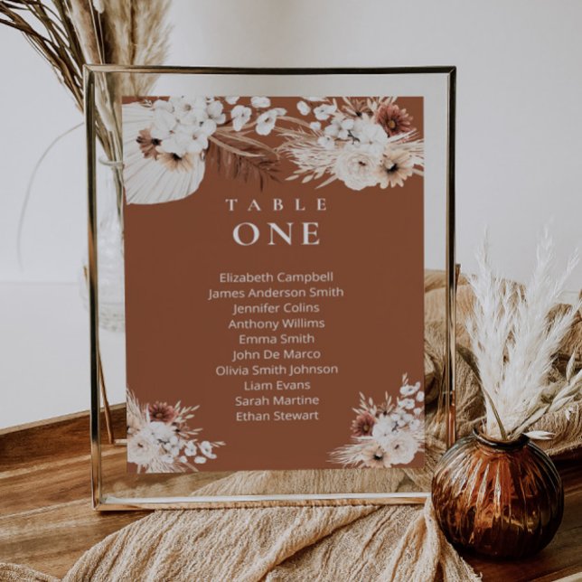 Convite Carta de assentos de casamento floral Boho em terr (Criador carregado)
