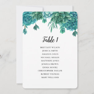 Convite Carta de assentos de casamento suculenta. Plano de