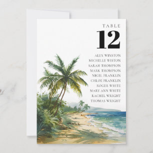 Convite Carta de Assentos Número da Mesa de Palms em Aquar