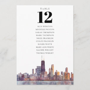 Convite Carta de Assentos por Número de Mesa em Chicago