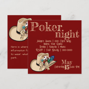 Convite Carta de Baralho com Chapéu de Cowboy e Pena de Pa