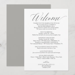 Convite Carta de Boas-Vindas ao Casamento com Letra Cinza