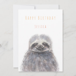 Convite carta de boas-vindas de aniversário da sloth Happy