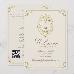 Convite Carta de Boas-Vindas de Casamento em Ouro Barroco