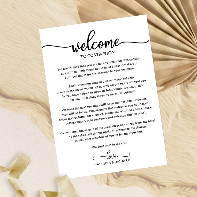 Convite Carta de Boas-Vindas de Fim de Semana de Casamento (Criador carregado)