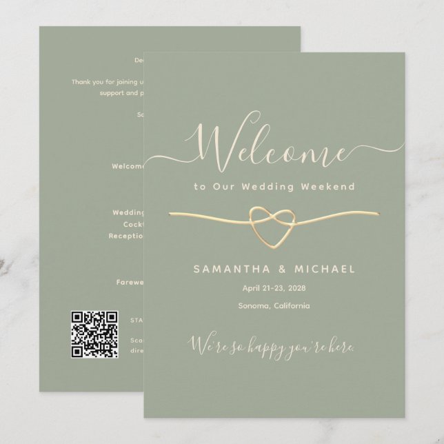 Convite Carta de Boas-Vindas de Fim de Semana de Casamento (Frente/Verso)
