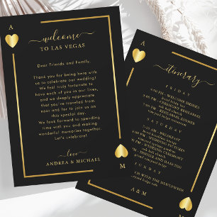 Convite Carta de Boas-vindas do Casamento Negro Dourado