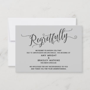 Convite Carta de Casamento Cancelado Cinza Elegante com Ar