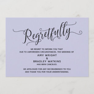 Convite Carta de Casamento Cancelado Lavanda Elegante com 
