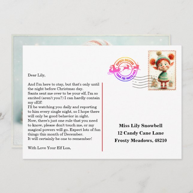 Convite Carta de Chegada do Elfo | Mensagem de Boas-Vindas (Frente/Verso)