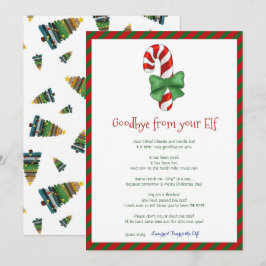 Convite Carta de despedida de Natal de menina e menino elf