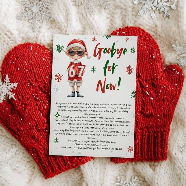 Convite Carta de despedida de Natal do elfo 6 7 tendência (Elf Farewell Goodbye Letter Christmas 6 7 trend Invitation)