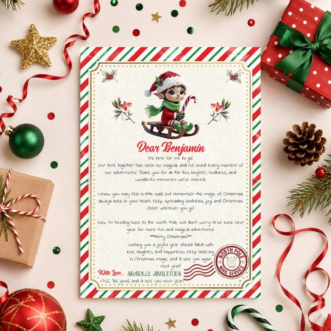 Convite Carta de Despedida do Elfo de Natal | Despedida do (Criador carregado)