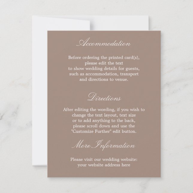 Convite Carta de Detalhes de Casamento Sofisticada e Elega (Frente)