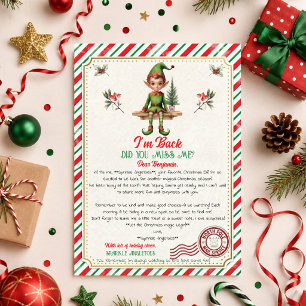 Convite Carta de Elfo de Natal Estou de Volta Você Senti