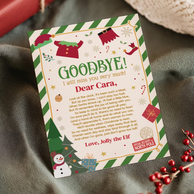 Convite Carta de Natal do Elf Goodbye (Letter from Elf Christmas Goodbye Letter Card)
