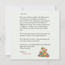 Convite Carta de Natal do Elfo de Natal