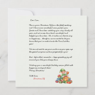 Convite Carta de Natal do Elfo de Natal