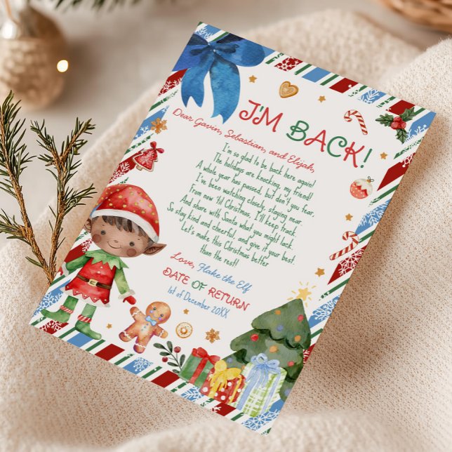 Convite Carta de Natal do Menino do Elfo (Christmas Brown Hair Light Brown Boy Letter from Elf Letter Card)