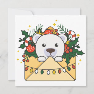 Convite Carta de Natal do Urso Polar Animais de Inverno Po
