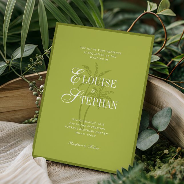 Convite Carta de Palmeira de Script Refinado Verde-Limão C (Criador carregado)