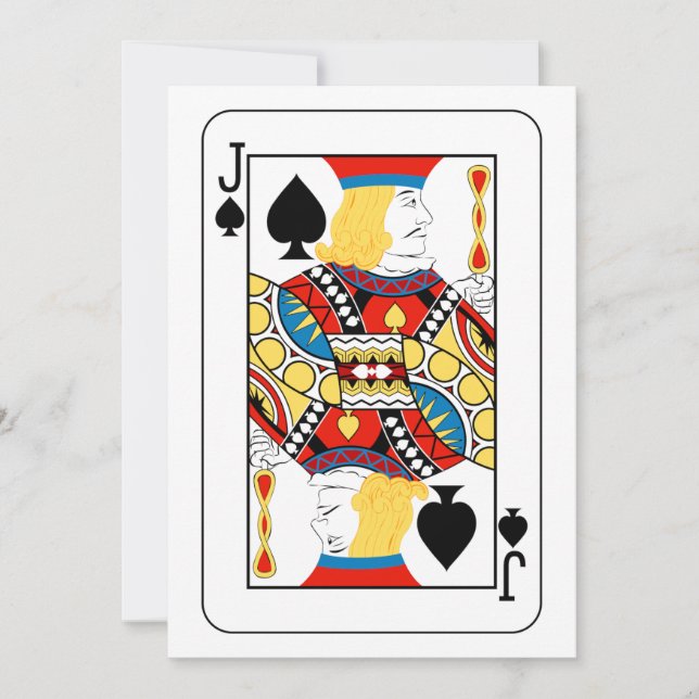 Convite Carta de Poker Valete de Espadas Clássico (Frente)