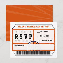 Convite CARTA DE RESPOSTA VIP DE BASQUETE Bar Bat Mitzvah