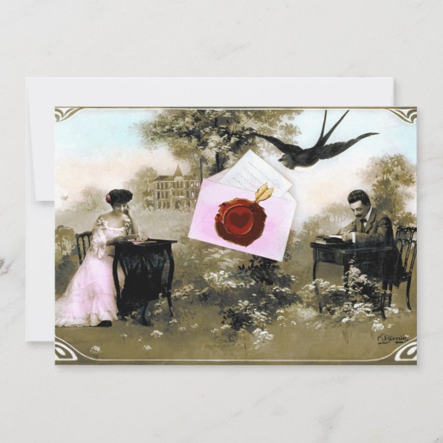 CONVITE CARTA DE SÃO VALENTIM ROMÂNTICA, MONOGRAMA DE SELL (Frente)