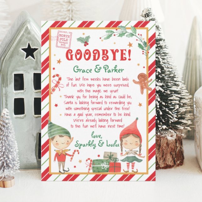 Convite Carta de Tchau dos Vossos Elfos de Natal (Goodbye Christmas elf. Personalize this Goodbye Elf to bring magic to your elf season.)