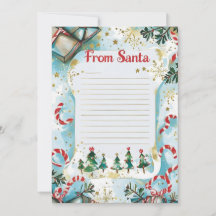  Carta do Papai Noel | Estrelas Douradas e Azul Pa