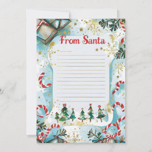 Convite Carta do Papai Noel Estrelas Douradas e Azul Pa