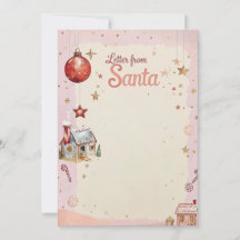 Carta do Papai Noel | Estrelas Rosa Pastel e Doura