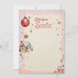 Convite Carta do Papai Noel | Estrelas Rosa Pastel e Doura