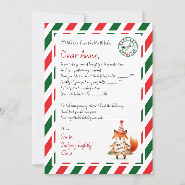 Convite Carta do Papai Noel Quadro de Boas Ações (Frente)