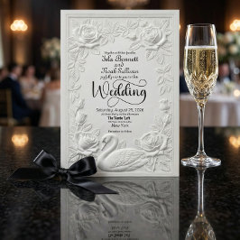 Convite Carta Falsa de Relevo Cisne Floral Casamento