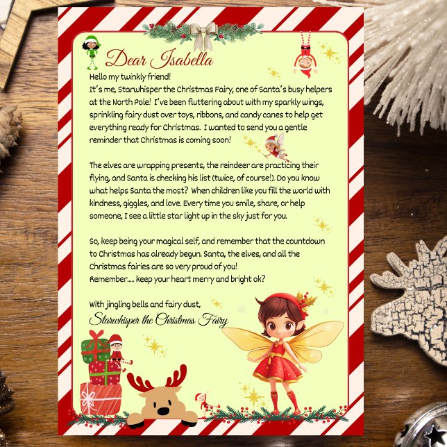 Convite Carta Personalizada da Fada Assistente do Papai No (Letter from a Christmas Fairy Helper)
