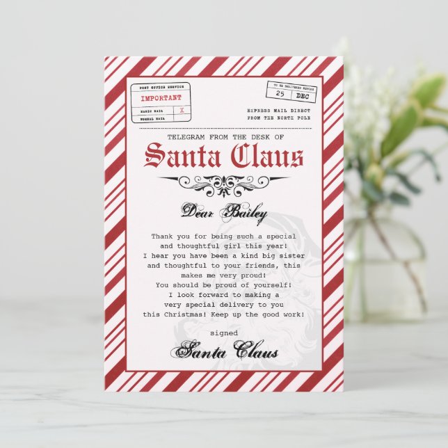 Convite Carta Personalizada do Modelo de Natal dos Papais  (Em pé/Frente)