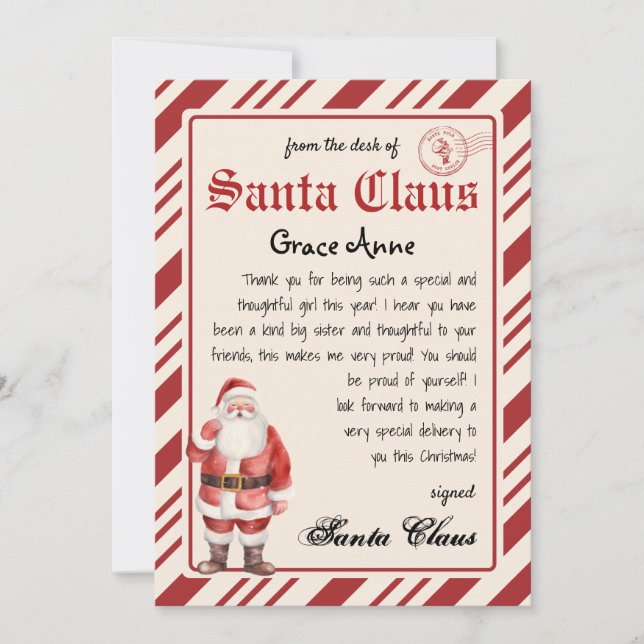 Convite Carta Personalizada do Modelo de Papai noel de (Frente)
